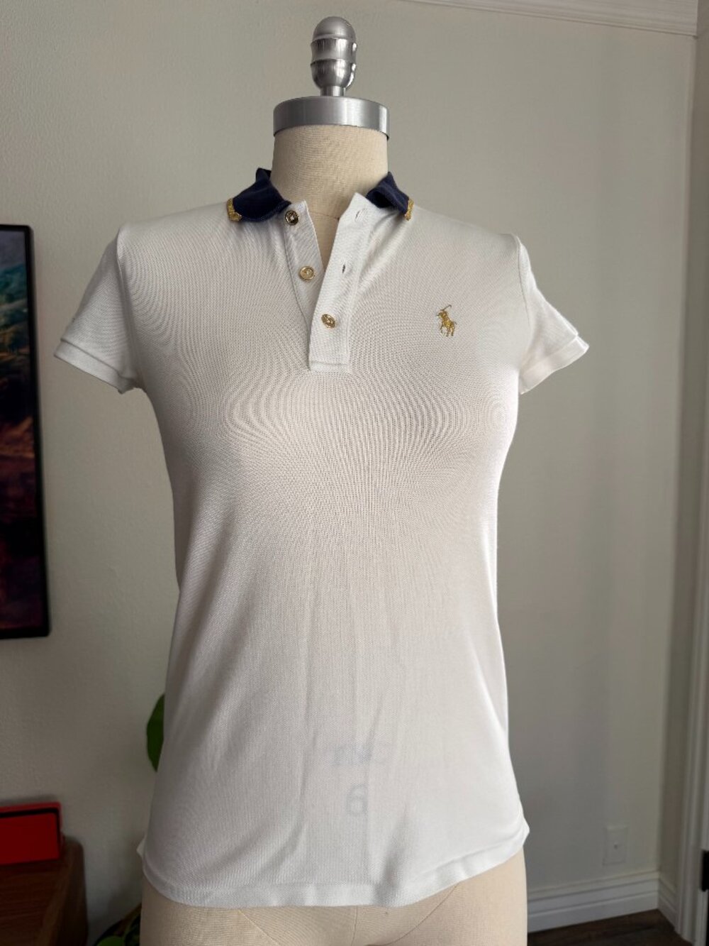 VTG Polo Ralph Lauren Gold Golf Pique Mesh Preppy Old Money Size XS